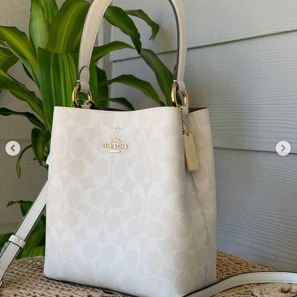 Coach Small Town Bucket Bag - 🤍Lightly used and kept... | Depop SMALL TOWN BUCKET BAG IN SIGNATURE CANVAS WHITE